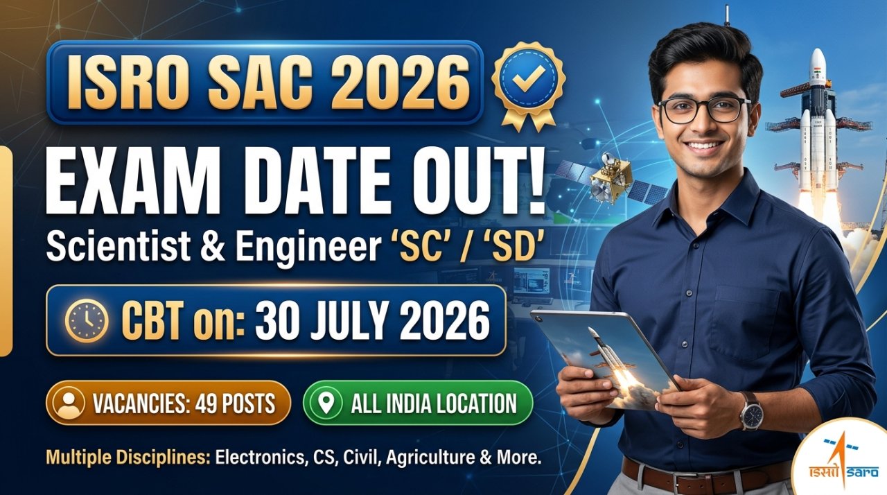 ISRO SAC Exam Date 2026 Announced for 49 Scientist & Engineer Posts – CBT on 30 July