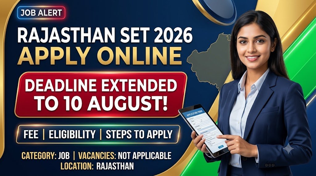 Rajasthan SET 2026 Apply Online: Deadline Extended to 10 August, Fee, Eligibility & Steps