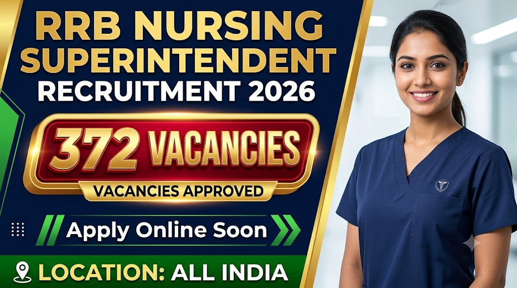 RRB Nursing Superintendent Recruitment 2026: 372 Vacancies Approved, Apply Online Soon