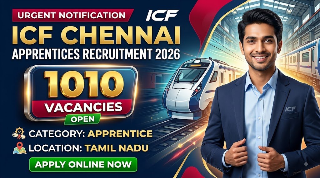 ICF Chennai Apprentices Recruitment 2026: 1010 Vacancies Apply Online