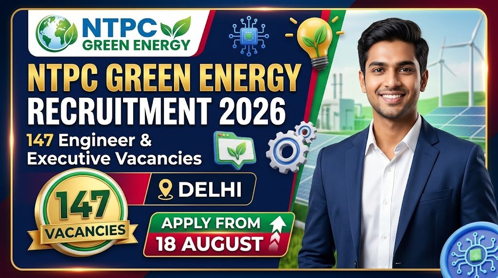 NTPC Green Energy Recruitment 2026: 147 Engineer and Executive Vacancies, Apply from 18 August