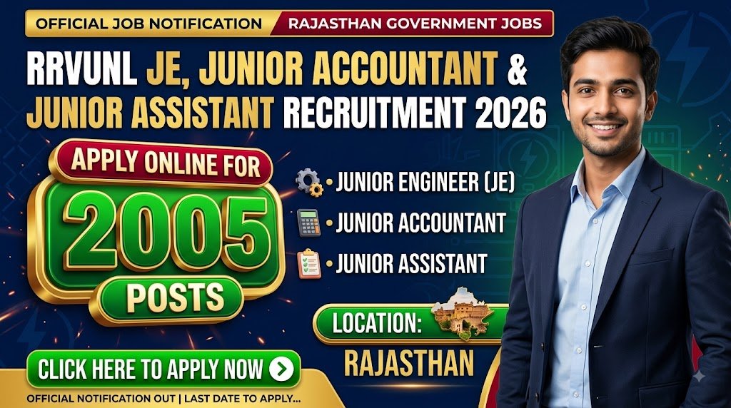 RRVUNL JE, Junior Accountant & Junior Assistant Recruitment 2026: Apply Online for 2005 Posts