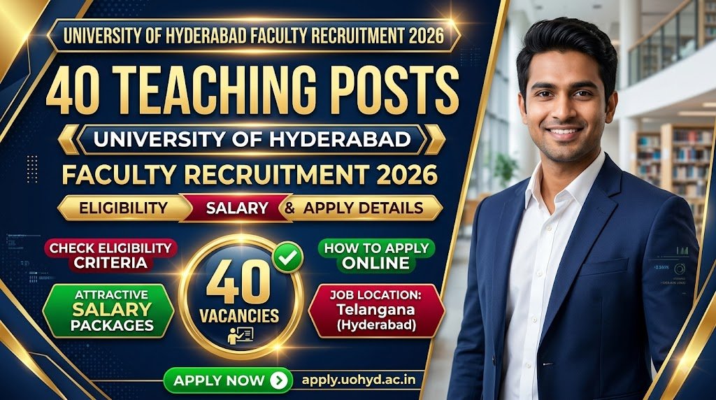 University of Hyderabad Faculty Recruitment 2026: 40 Teaching Posts, Eligibility, Salary & Apply Details