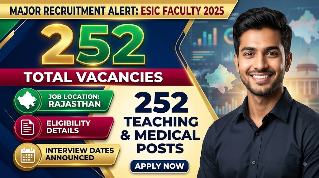 ESIC Faculty Recruitment 2025: 252 Teaching & Medical Posts, Interview Dates and Eligibility