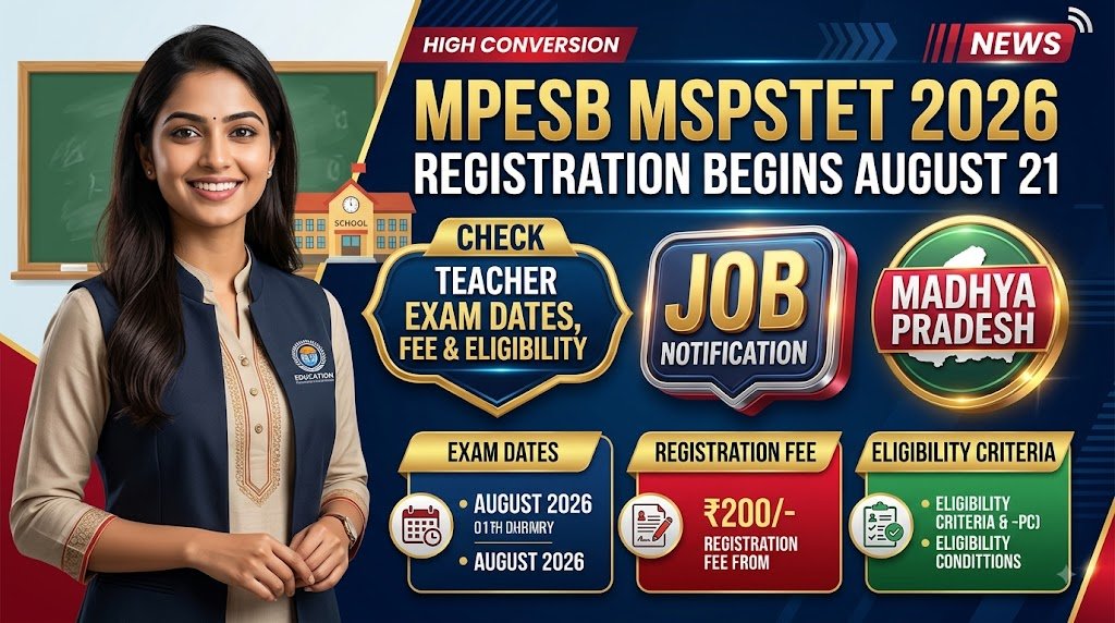 MPESB MSPSTET 2026 Registration Begins August 21, Check Teacher Exam Dates, Fee & Eligibility