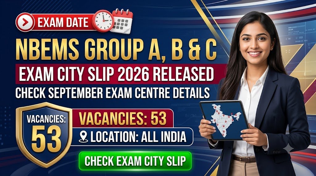 NBEMS Group A, B & C Exam City Slip 2026 Released: Check September Exam Centre Details