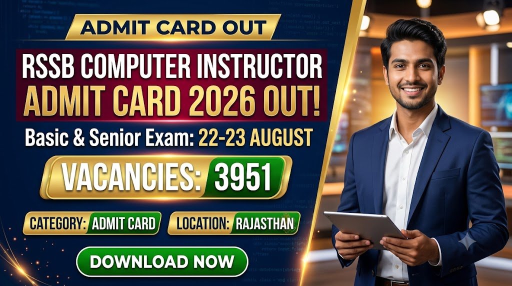 RSSB Computer Instructor Admit Card 2026 Out: Basic & Senior Exam 22-23 August