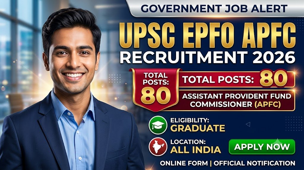 UPSC EPFO APFC Recruitment 2026: 80 Posts, Graduate Eligibility & Online Form
