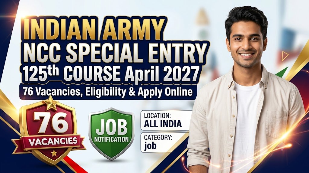 Indian Army NCC Special Entry 125th Course April 2027: 76 Vacancies, Eligibility & Apply Online