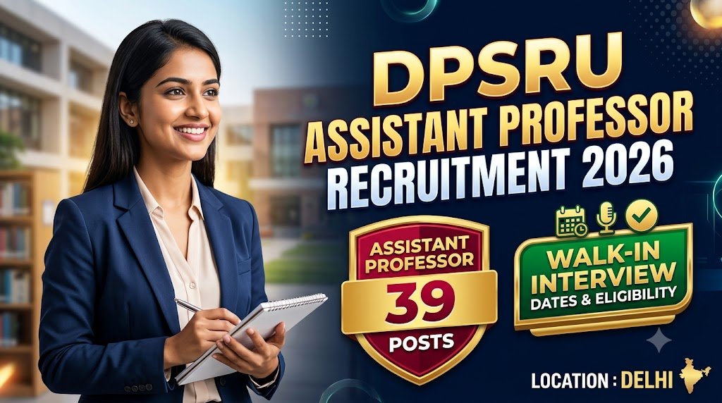 DPSRU Assistant Professor Recruitment 2026: 39 Posts, Walk-In Interview Dates and Eligibility
