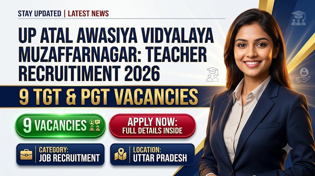UP Atal Awasiya Vidyalaya Muzaffarnagar Teacher Recruitment 2026: 9 TGT & PGT Vacancies