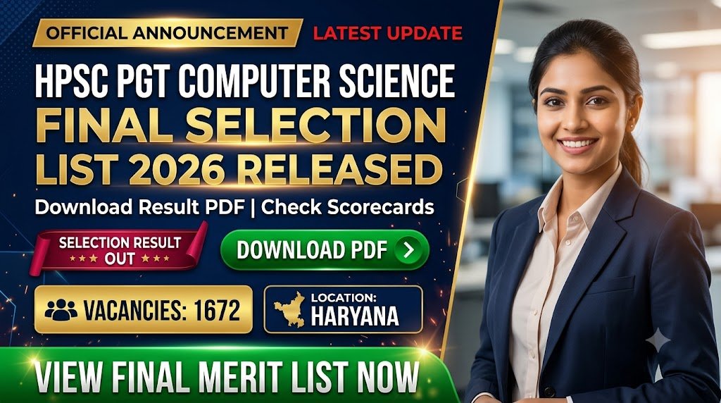 HPSC PGT Computer Science Final Selection List 2026 Released, Download Result PDF