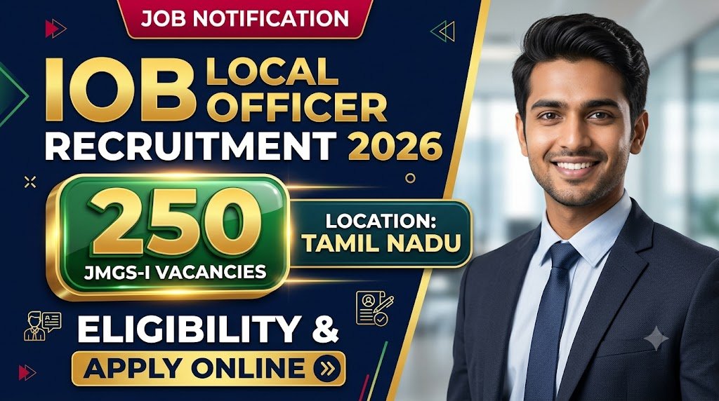 IOB Local Bank Officer Recruitment 2026: 250 JMGS-I Vacancies, Eligibility and Apply Online