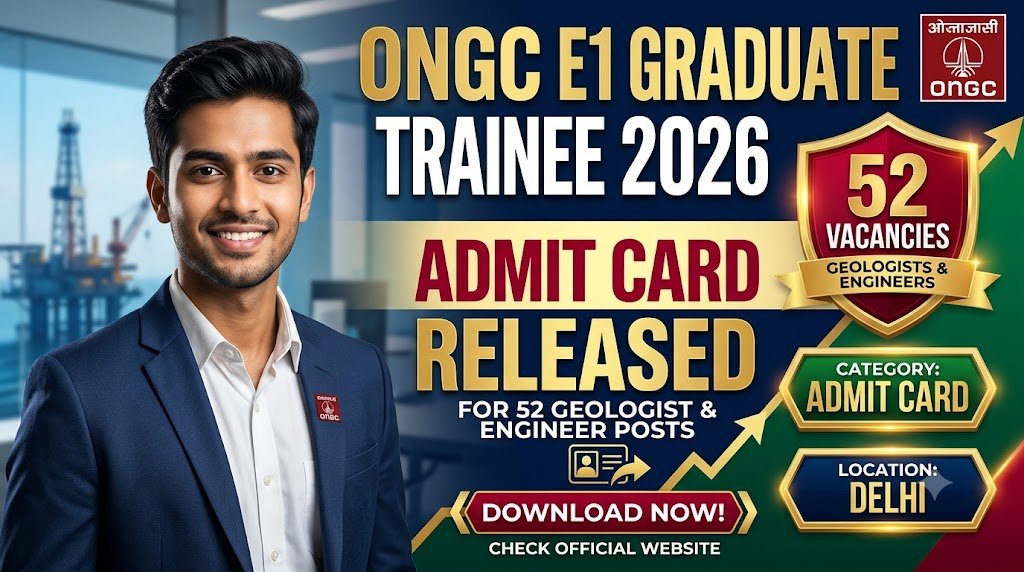ONGC E1 Graduate Trainee Admit Card 2026 Released for 52 Geologist & Engineer Posts