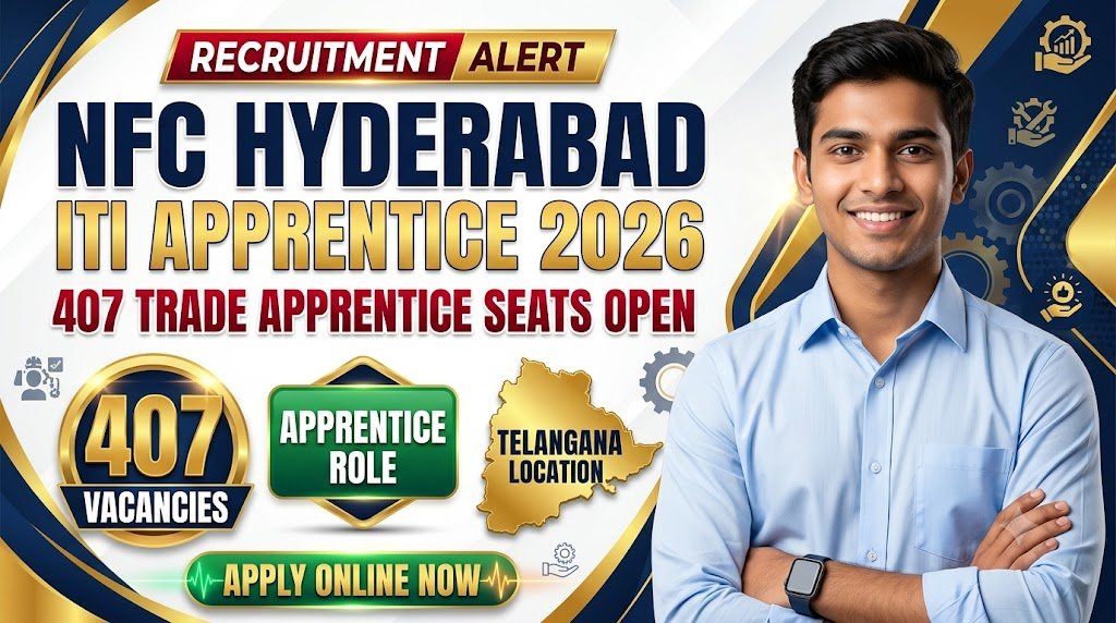 NFC Hyderabad ITI Apprentice 2026: 407 Trade Apprentice Seats Open for Online Applications