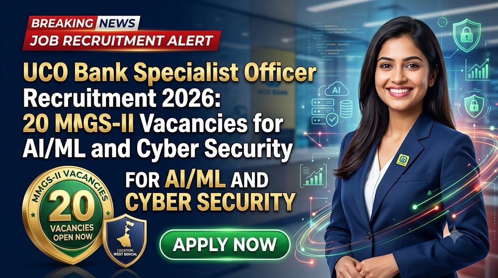UCO Bank Specialist Officer Recruitment 2026: 20 MMGS-II Vacancies for AI/ML and Cyber Security