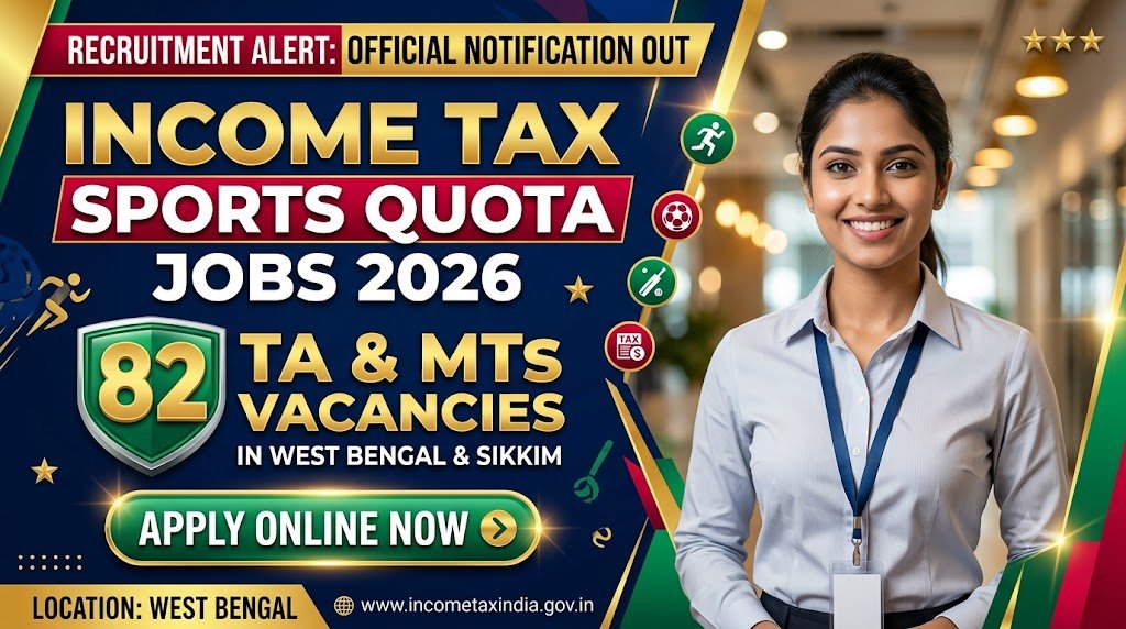 Income Tax Sports Quota Jobs 2026: 82 TA and MTS Vacancies in West Bengal & Sikkim