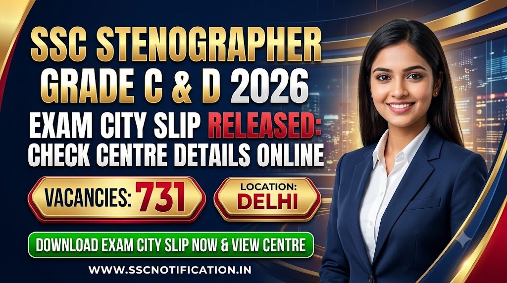 SSC Stenographer Grade C & D 2026 Exam City Slip Released: Check Centre Details Online