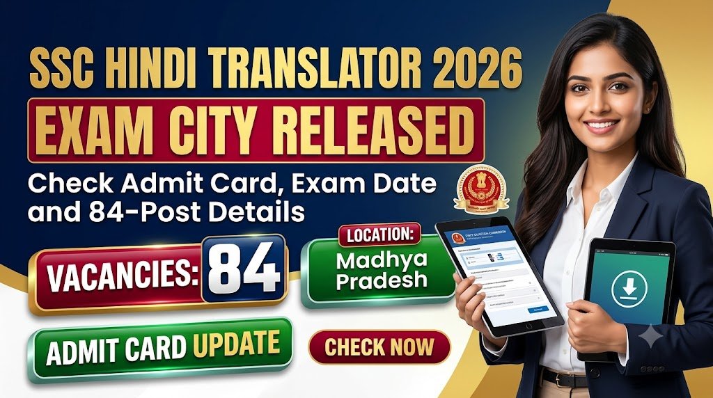 SSC Hindi Translator 2026 Exam City Released: Check Admit Card, Exam Date and 84-Post Details
