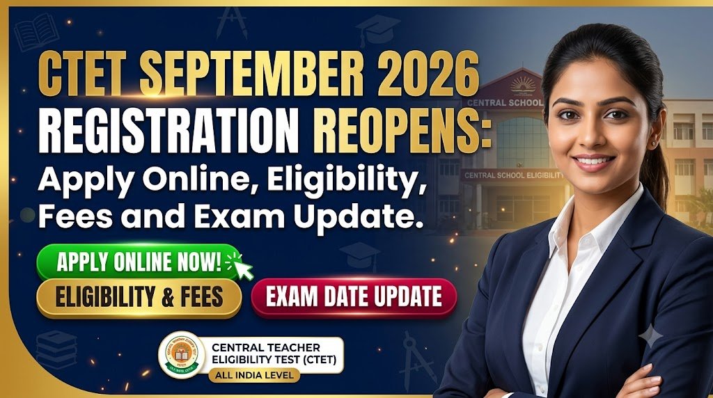 CTET September 2026 Registration Reopens: Apply Online, Eligibility, Fees and Exam Update